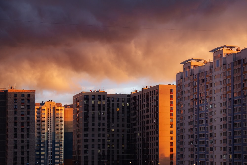 a group of tall buildings