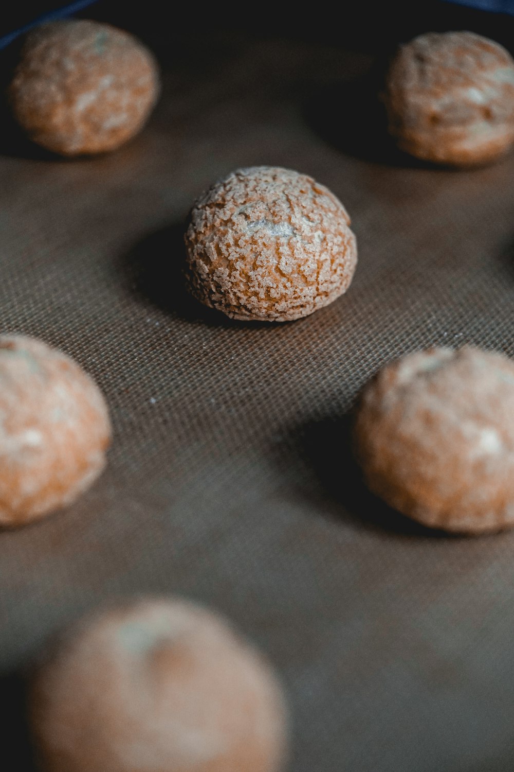 a group of brown round objects