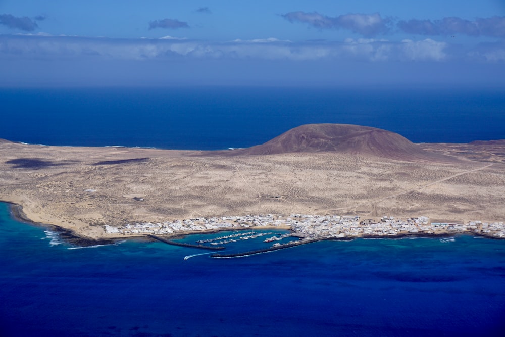 an aerial view of a beach