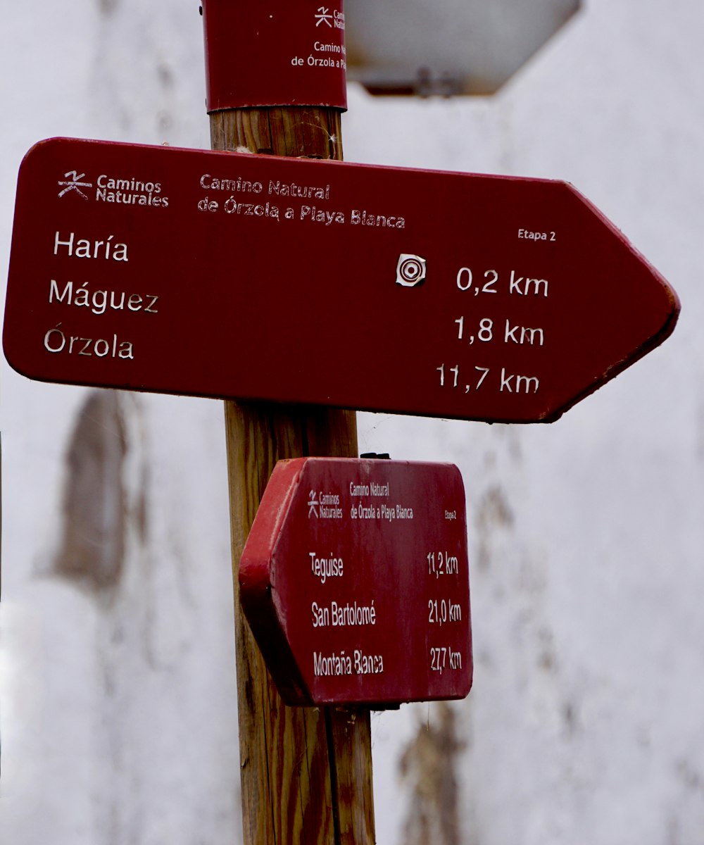 a red sign with white text