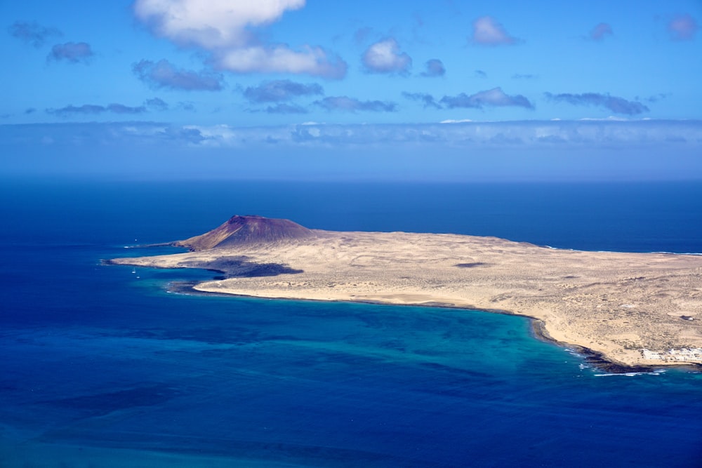 a beach with blue water