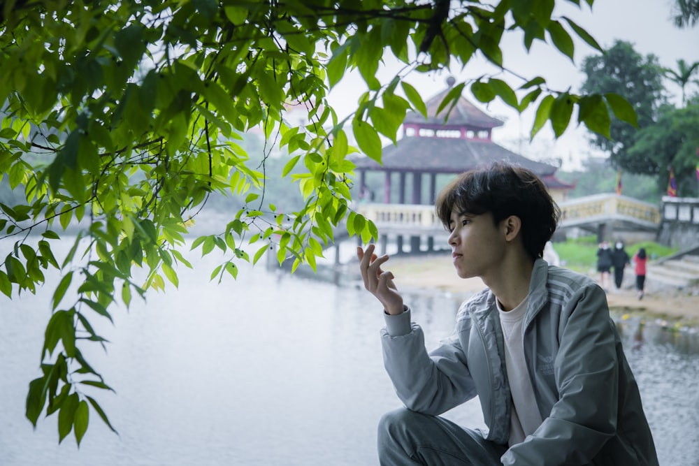 a man sitting on a bench