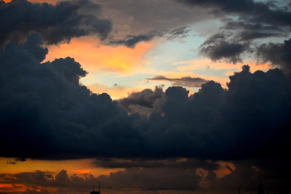 a sunset with clouds