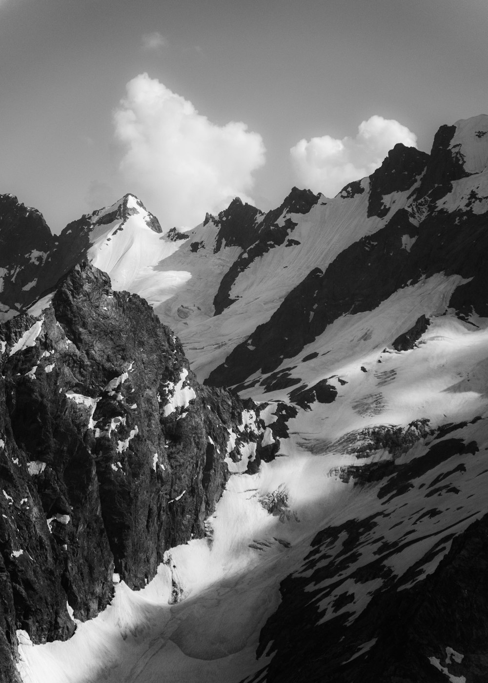 a mountain with snow