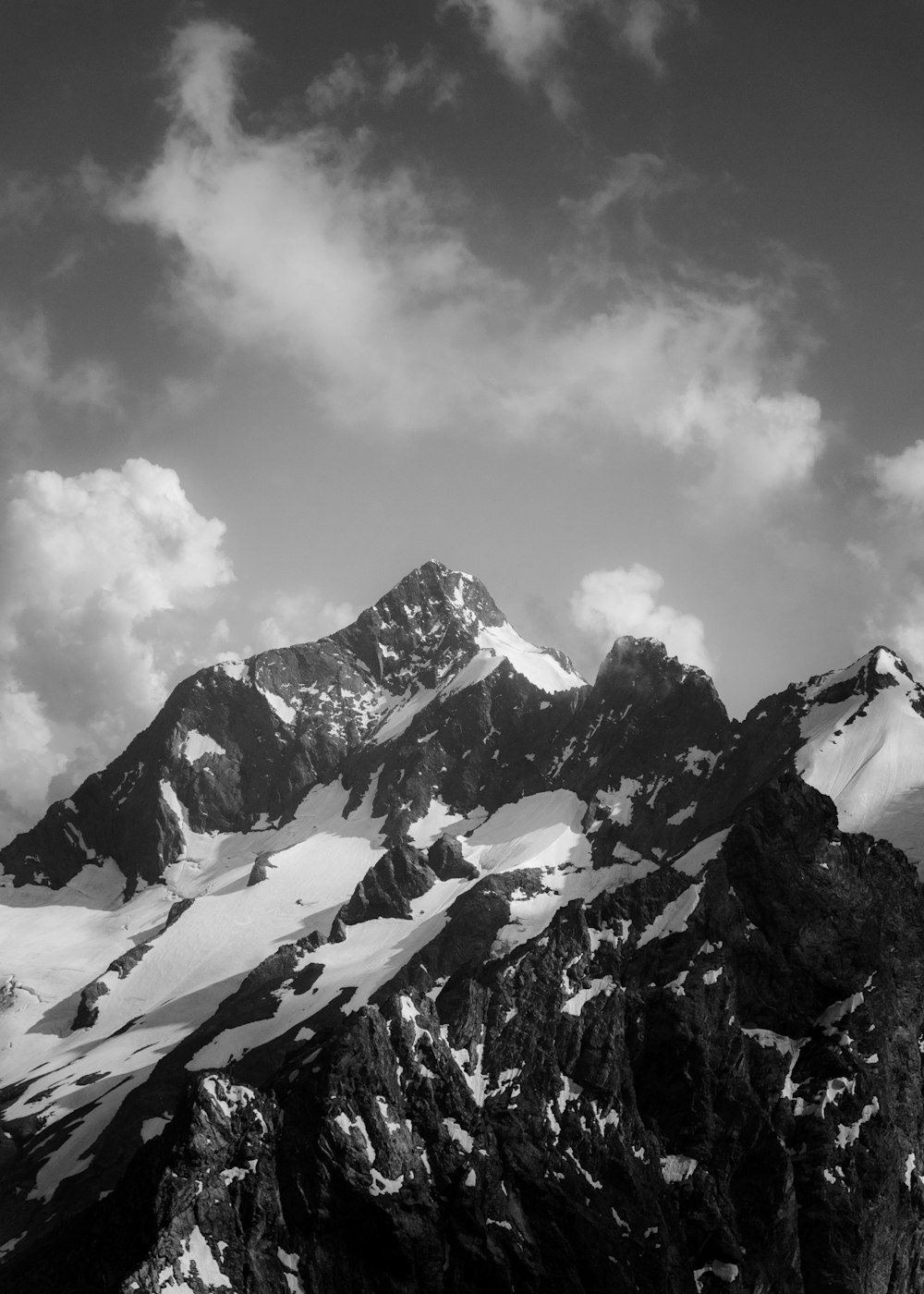 a mountain with snow