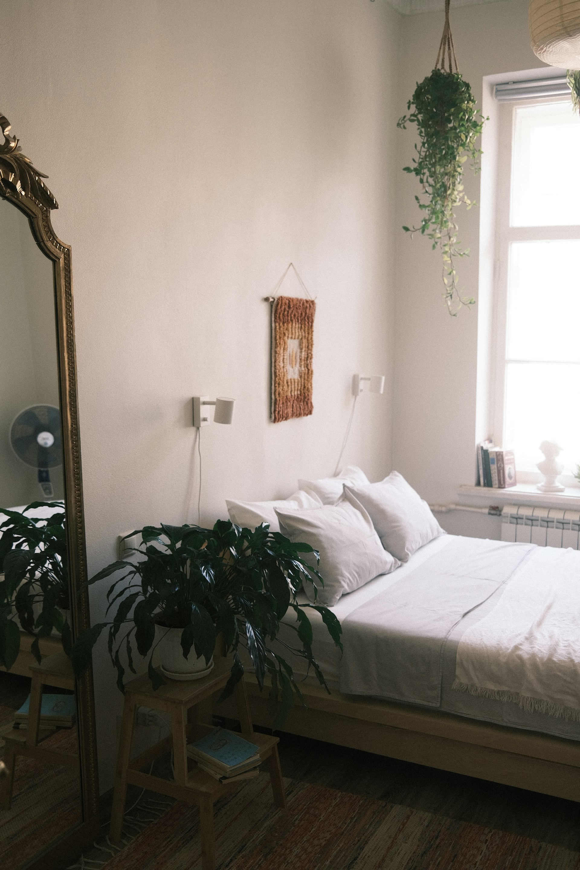 a bed in a room