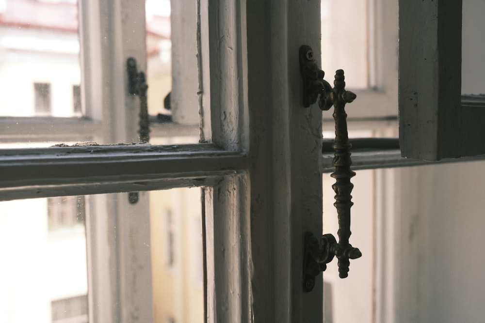 a door handle with a key