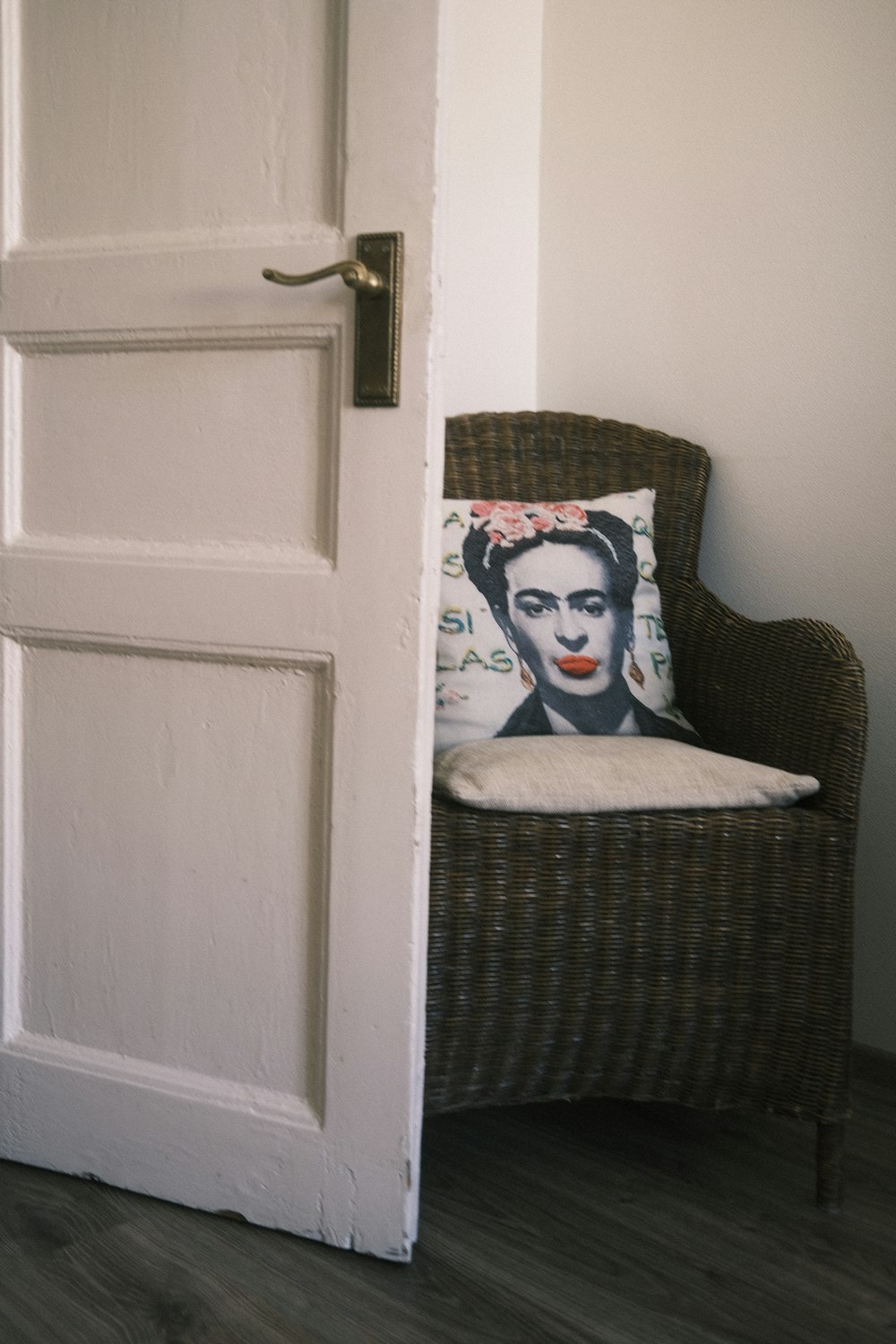 a chair with a painting on it