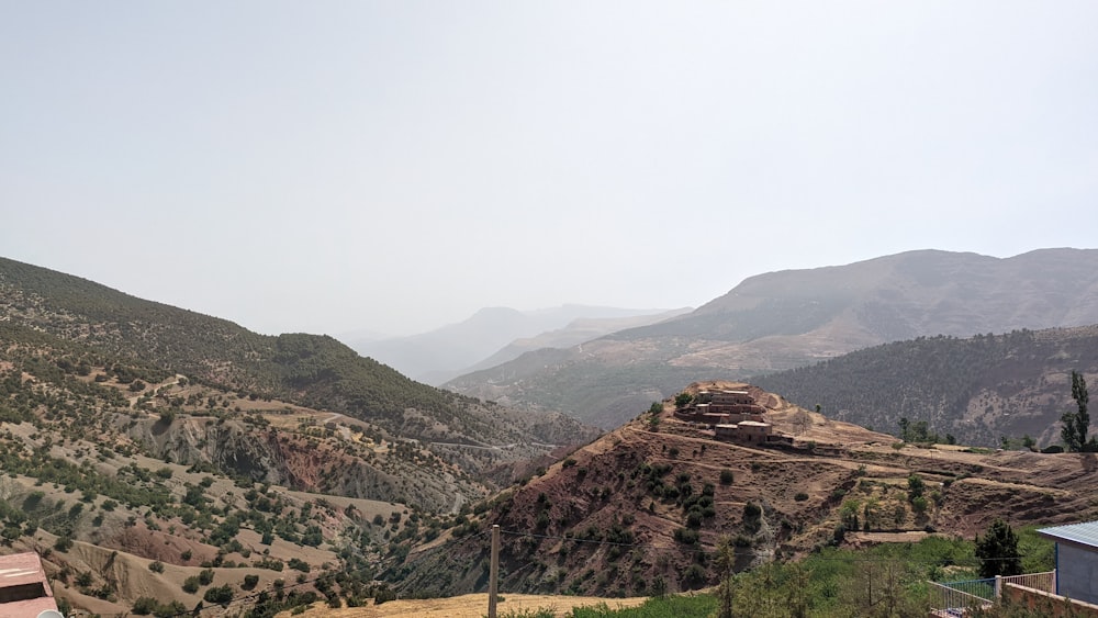 a landscape with hills and trees