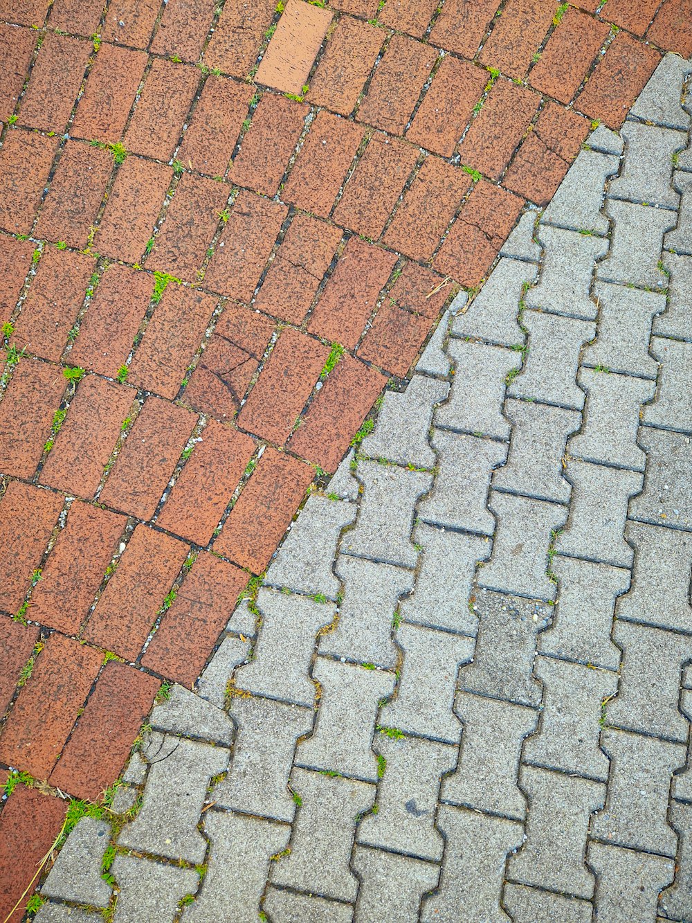 a brick walkway with a brick path