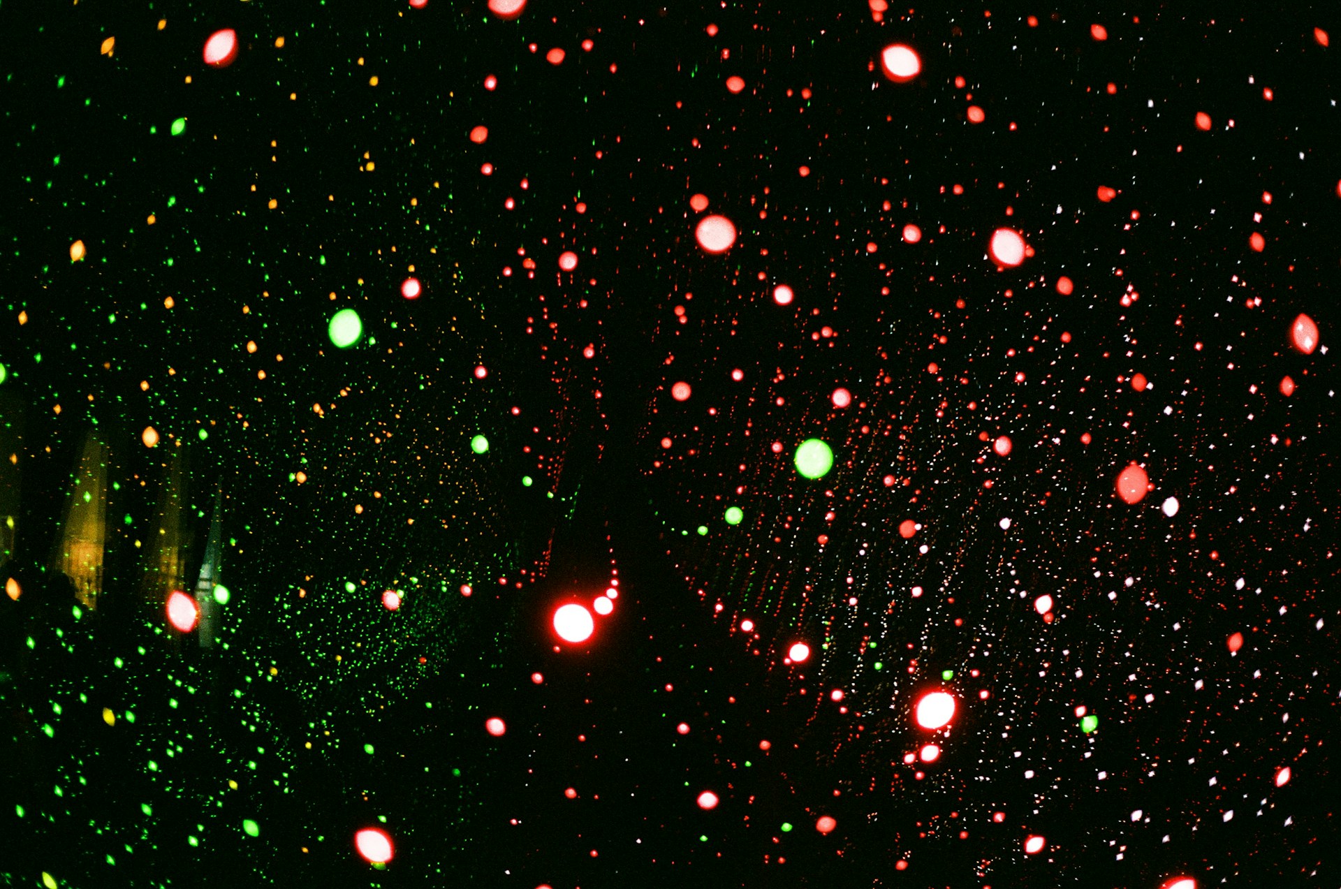a group of red and white lights