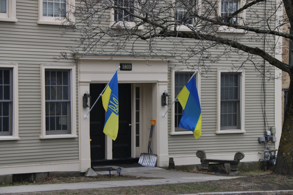 a flag on a building