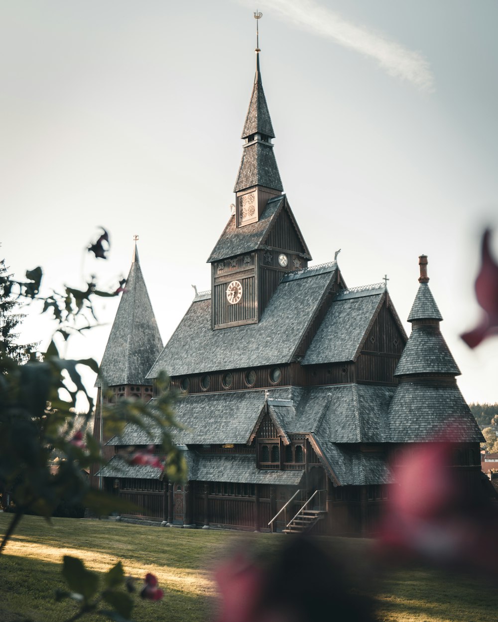 a large building with a steeple