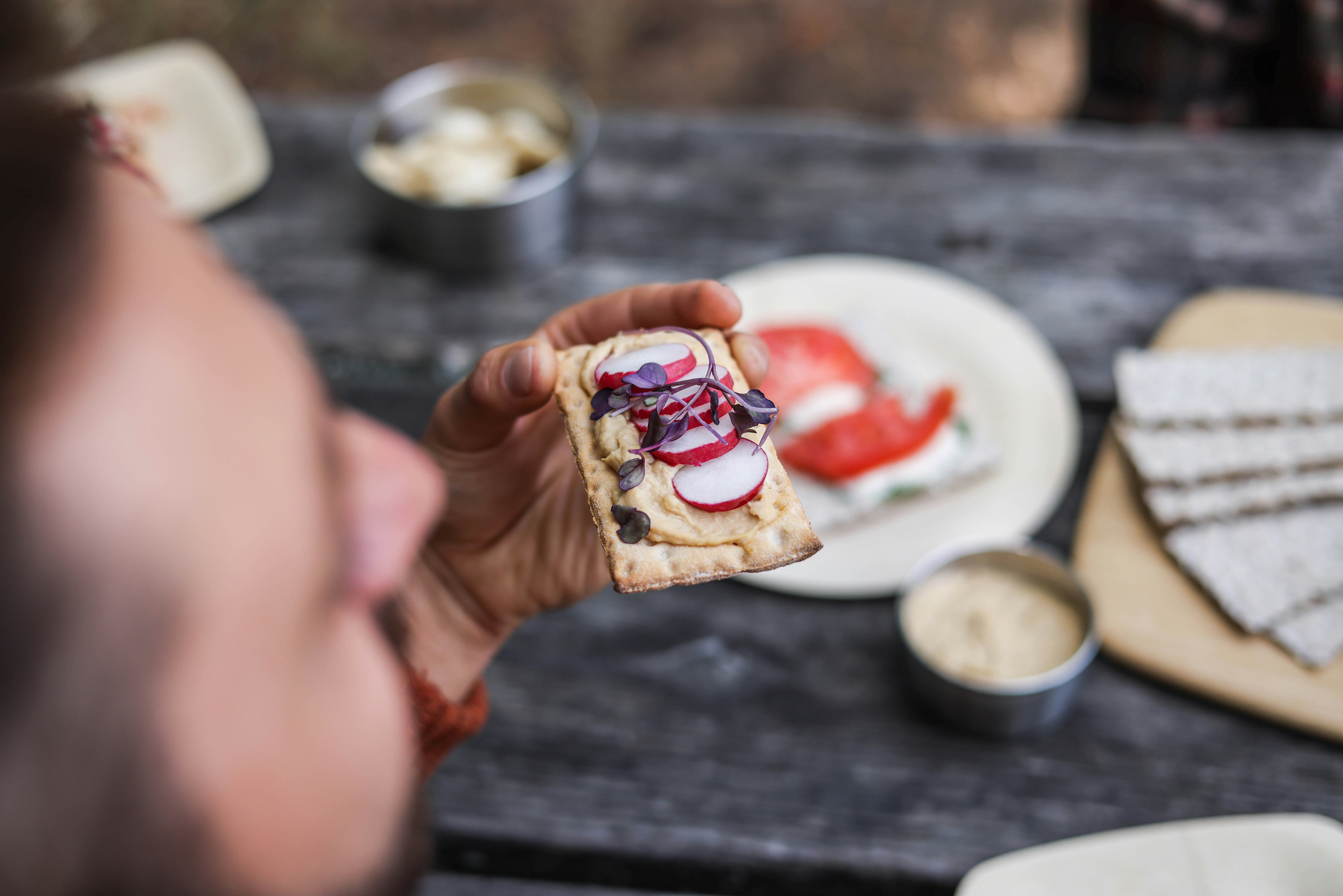 a person that is eating some food
