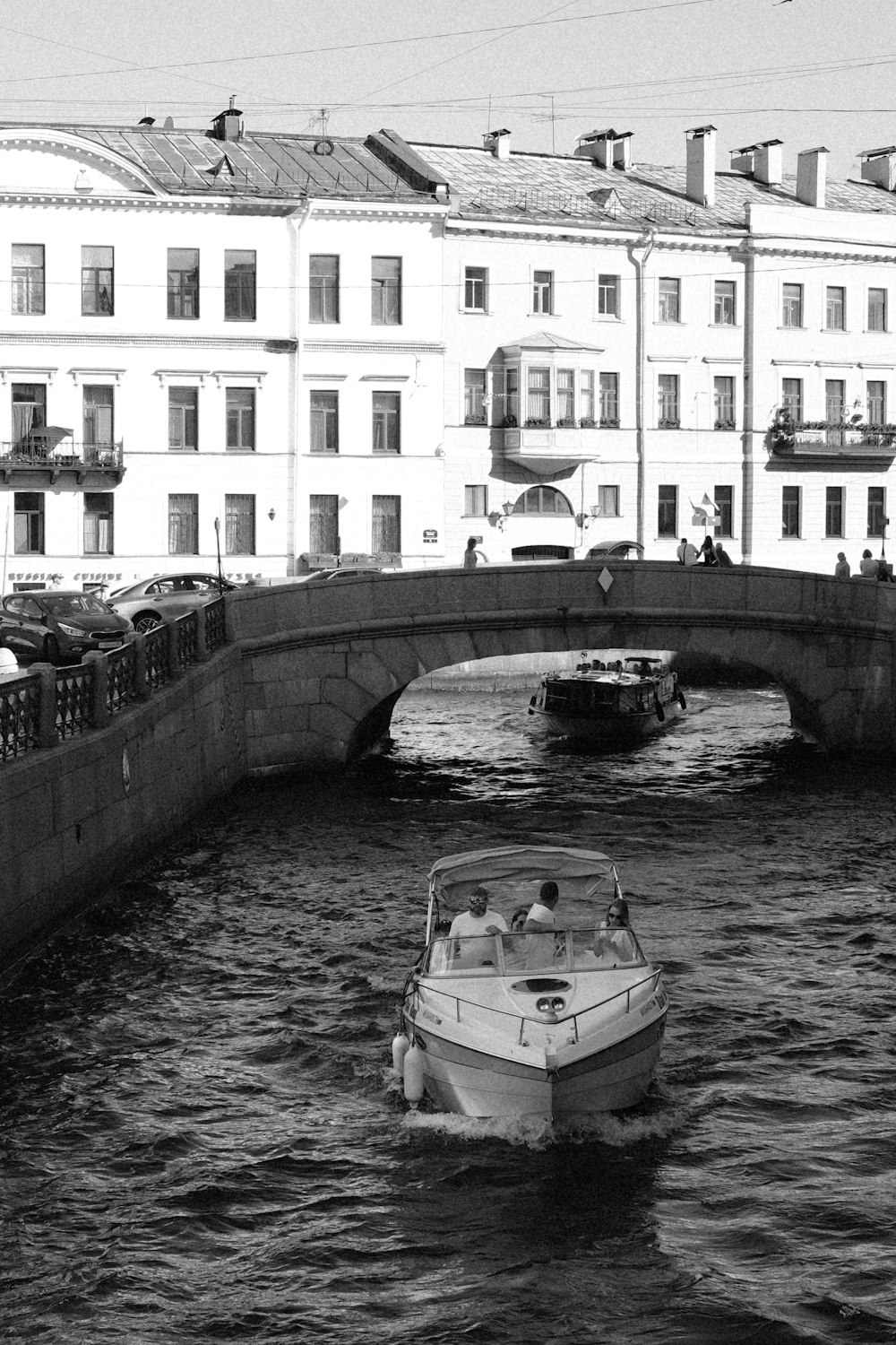 a couple of boats on a river