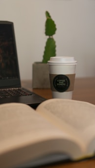 a coffee cup on a table