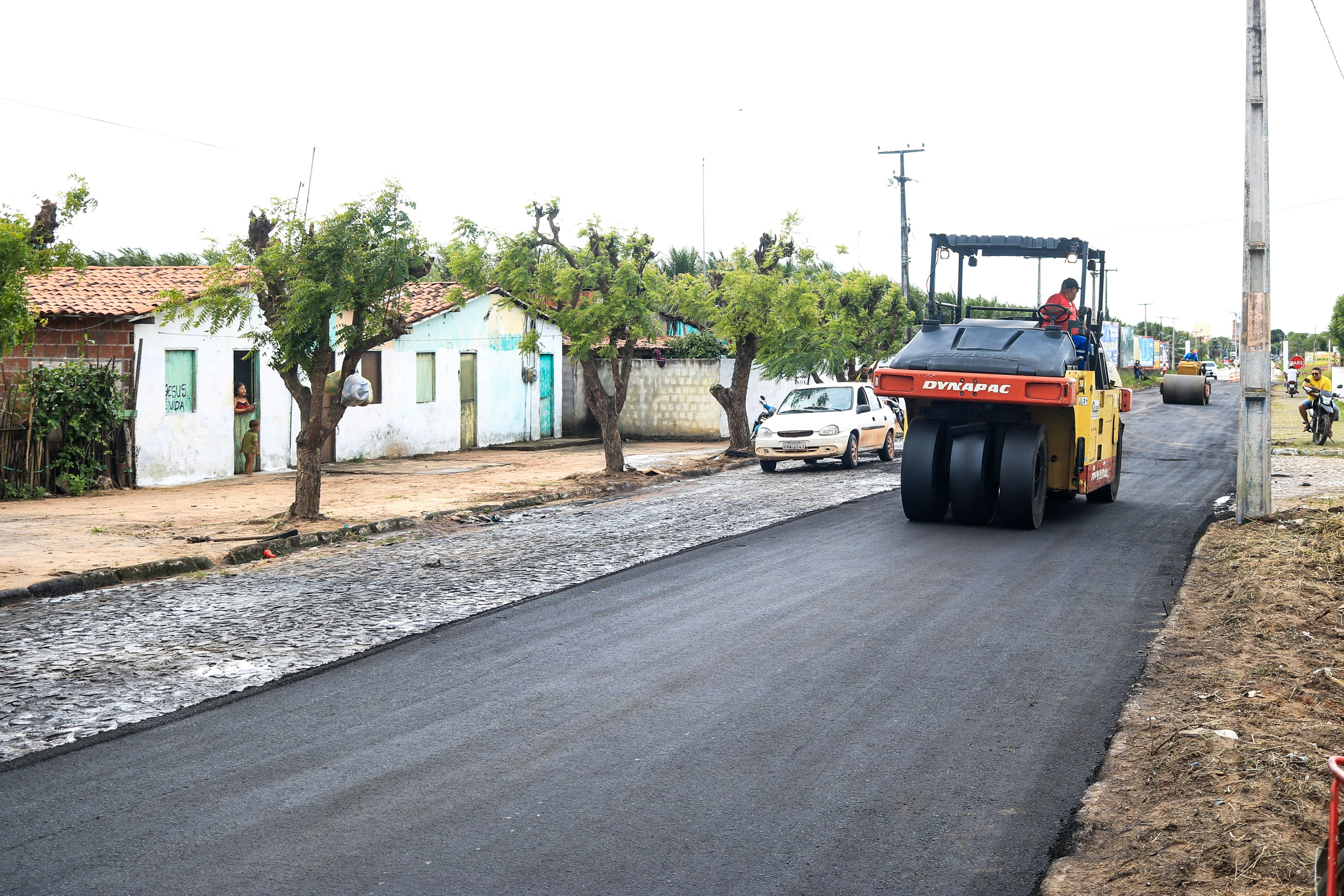 a tractor on a road