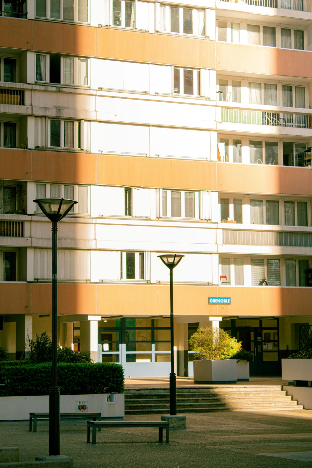 a building with a large glass window