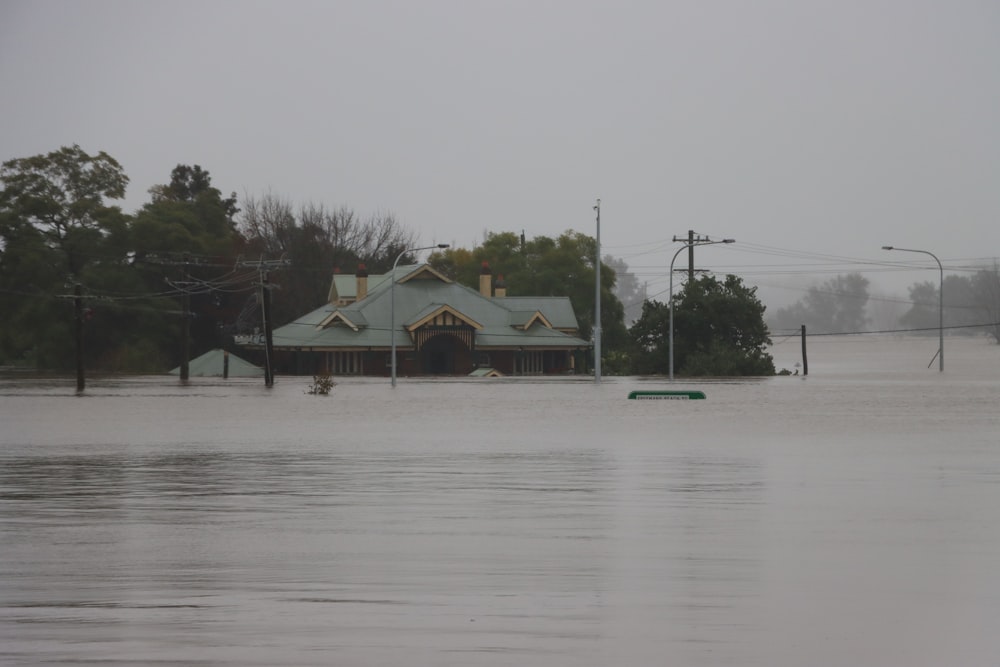 a house in a flooded area