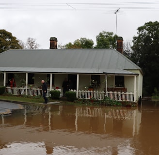 a flooded house with a house