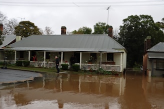 a flooded house with a house