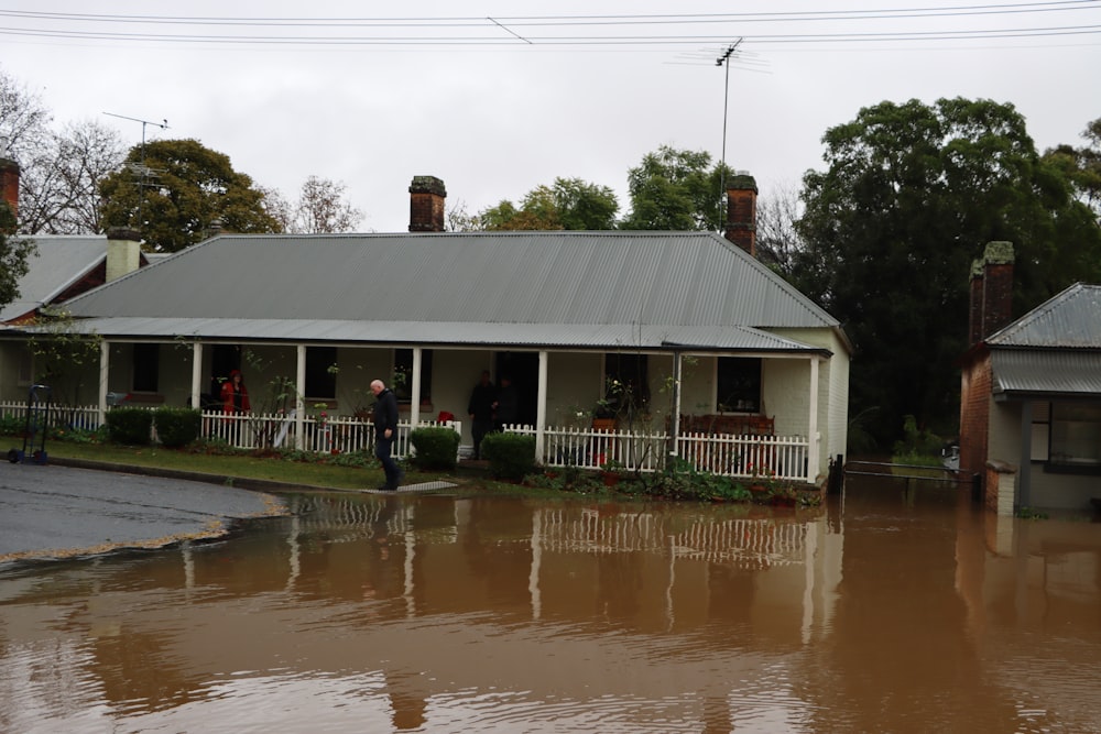 a flooded house with a house