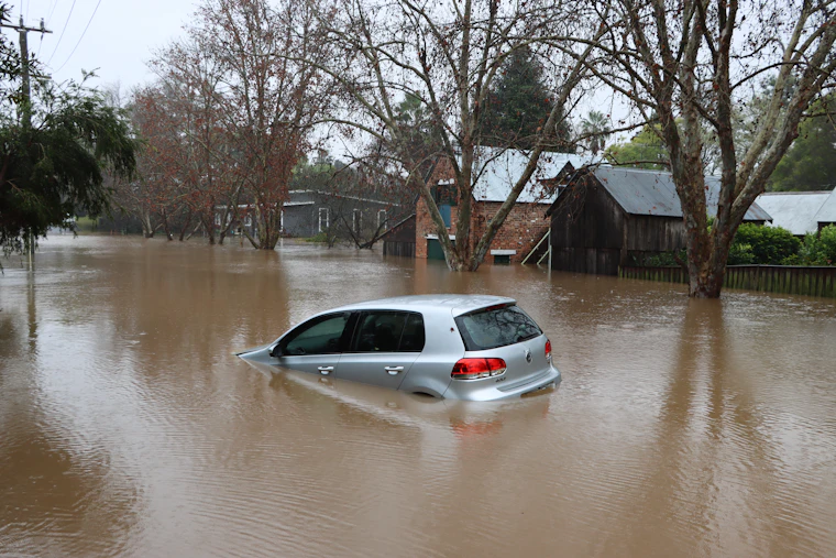 Flooded street during a flood event