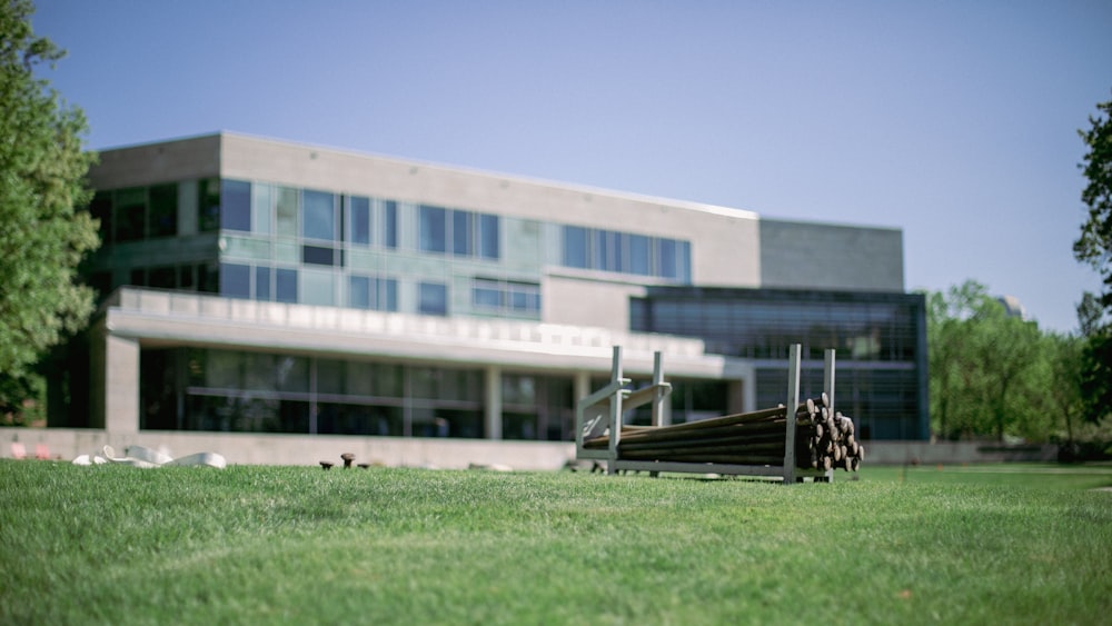 a building with a lawn in front of it