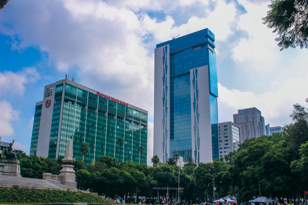 a large glass building