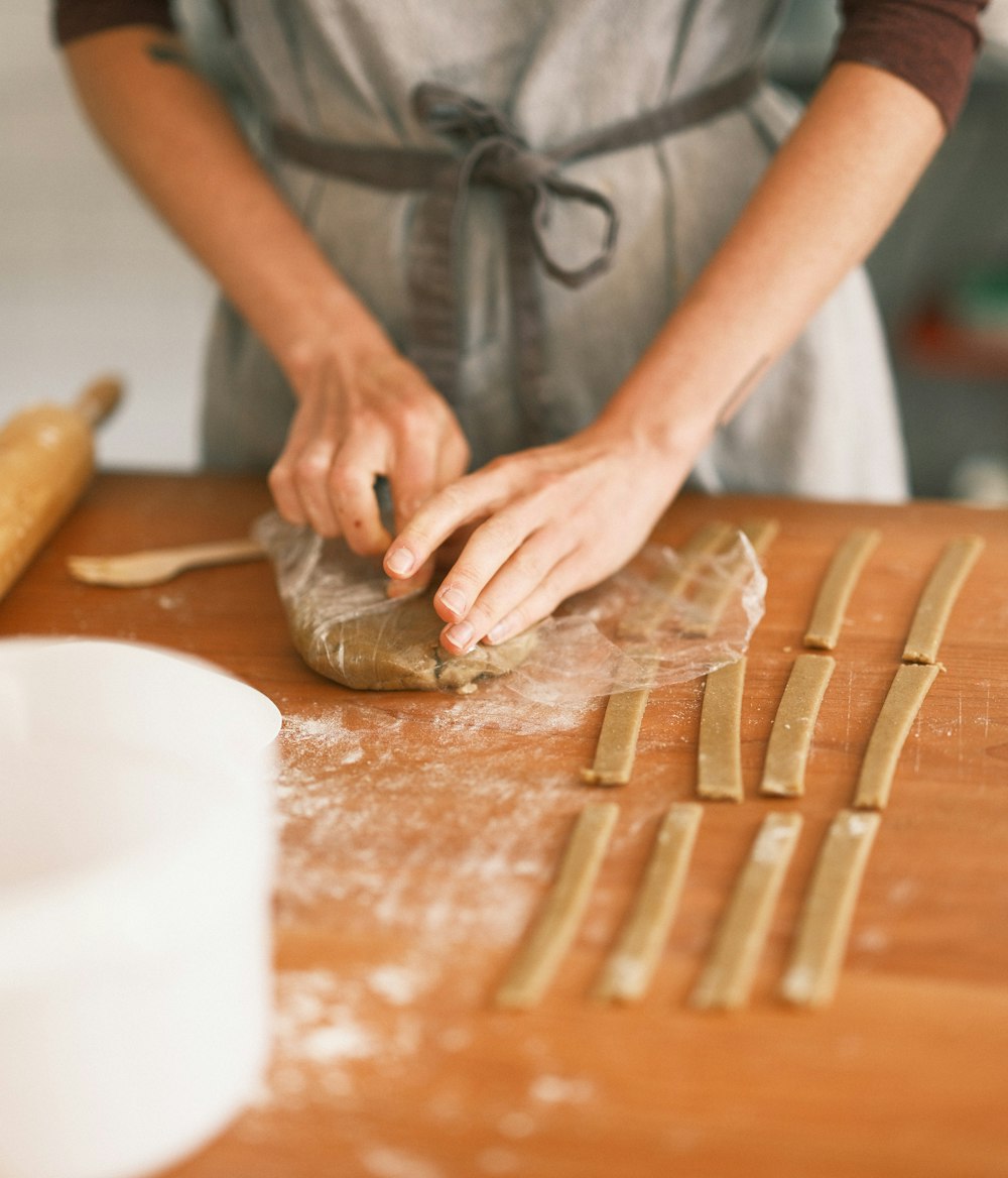 a person cutting up food