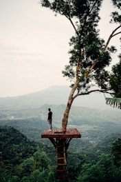 a person standing on a tower