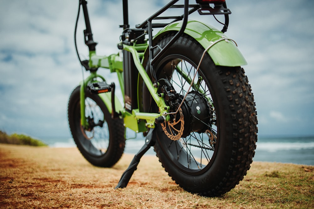 a green dirt bike
