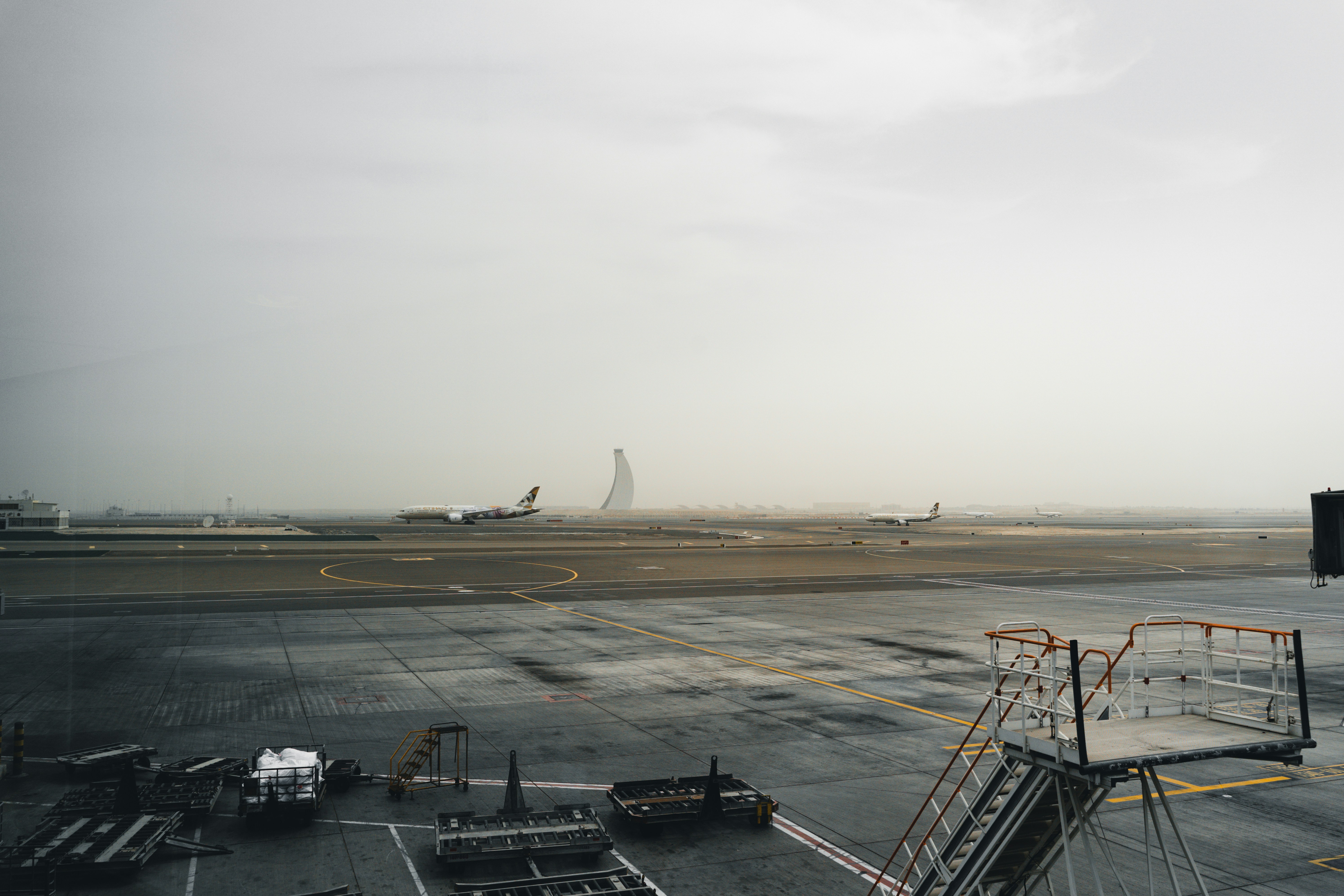 an airplane on the runway, 