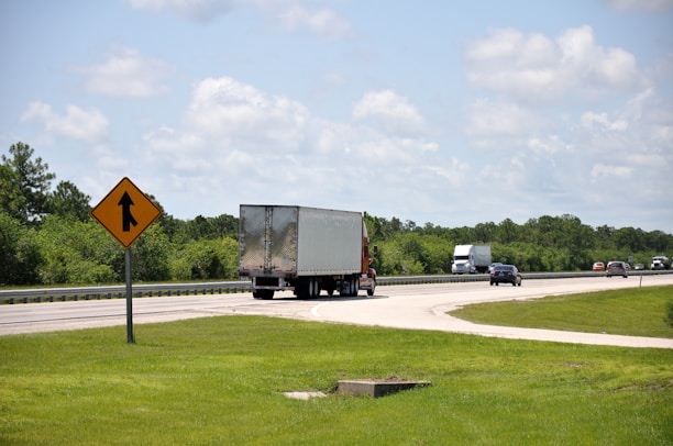 a truck driving down the road