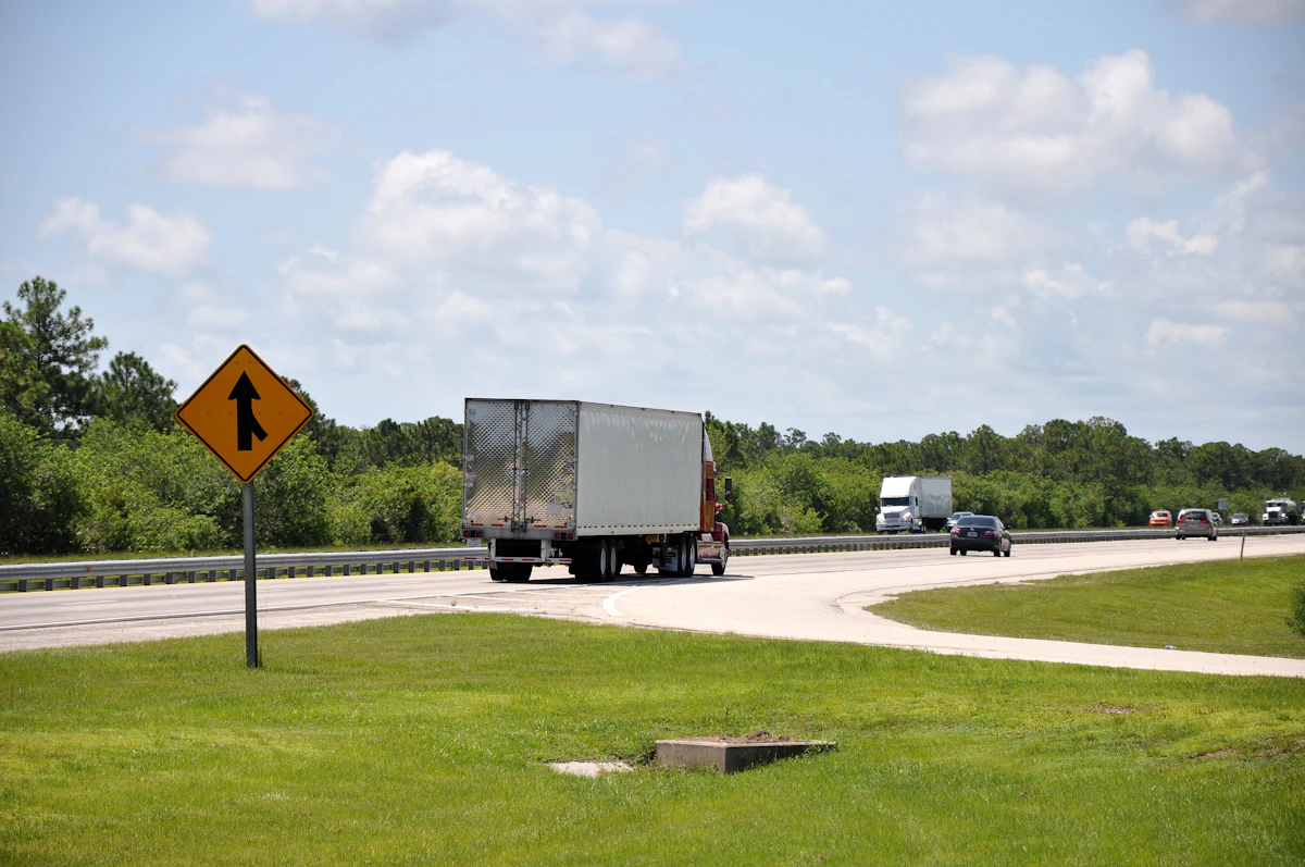 Truck driving on the highway