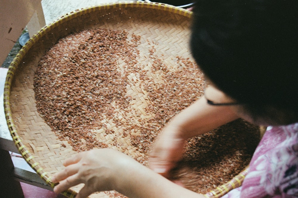 a person holding a basket