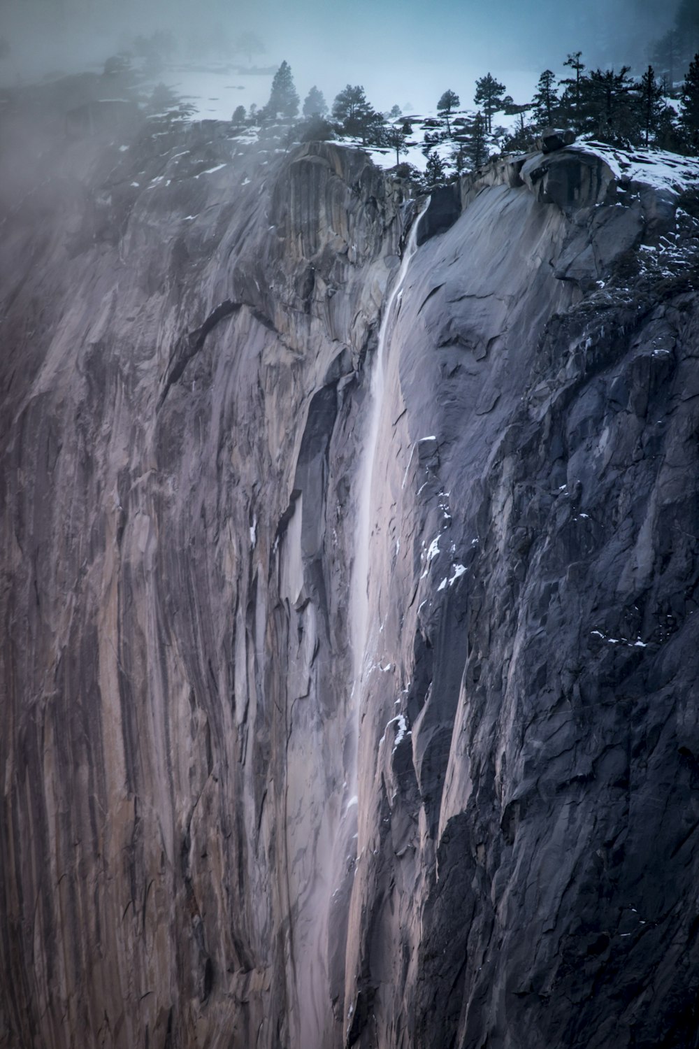 a rocky cliff with trees on it