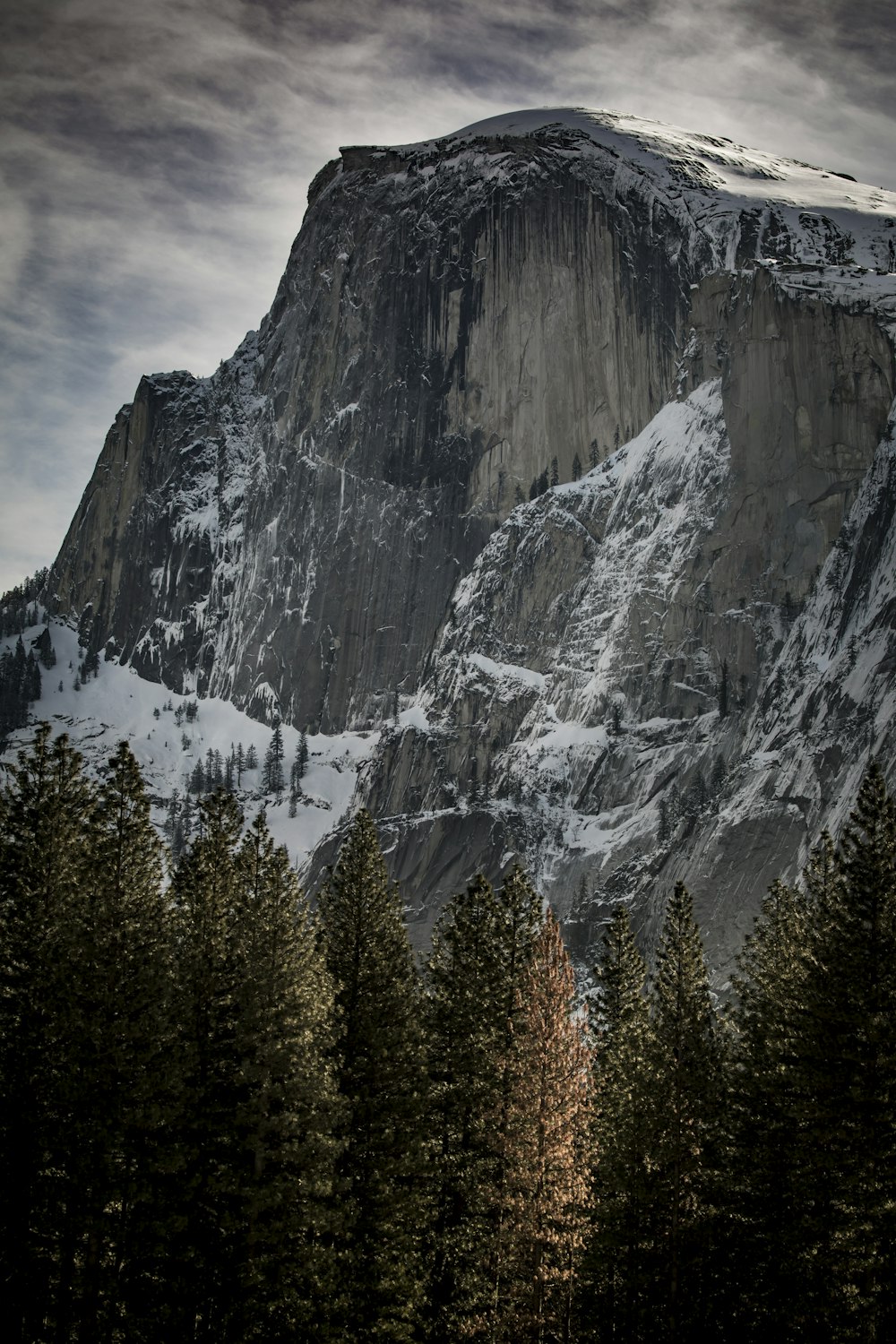 a mountain with snow