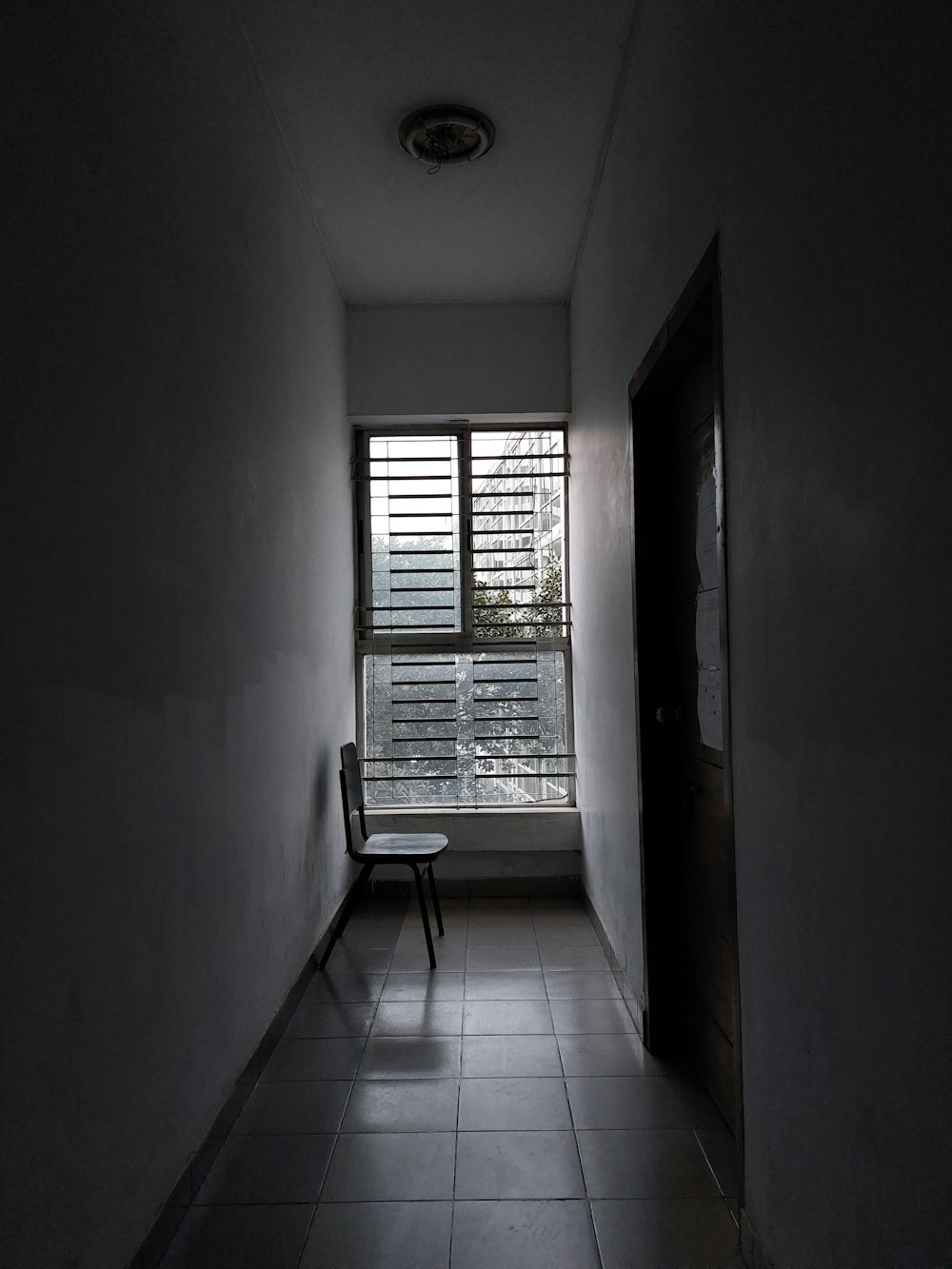 a chair in a hallway