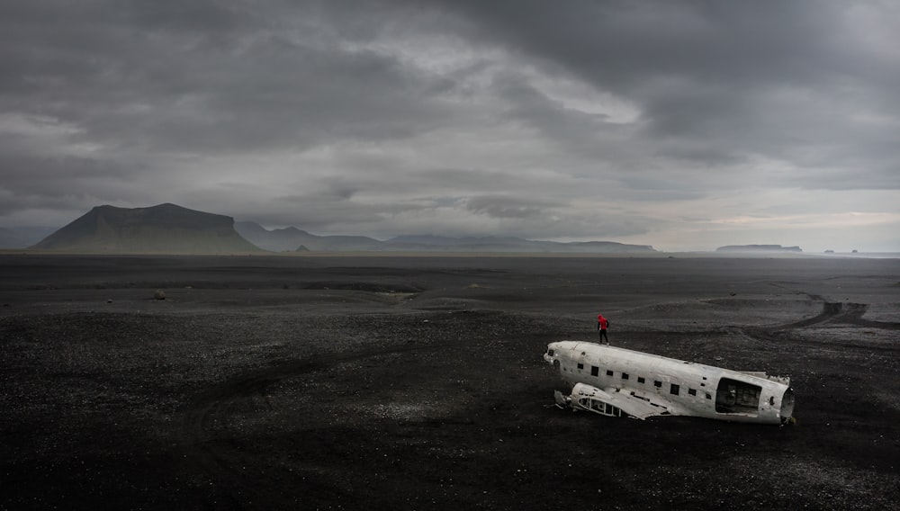 a person standing on a plane