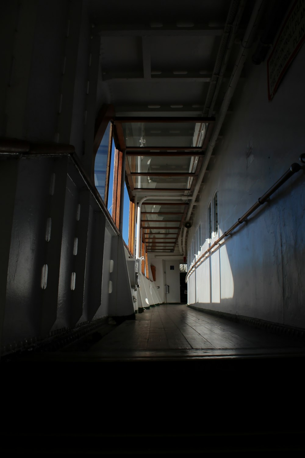 a hallway with a window