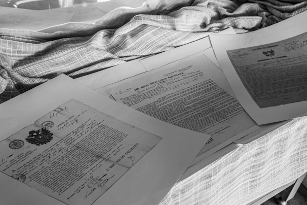 a book open on a bed
