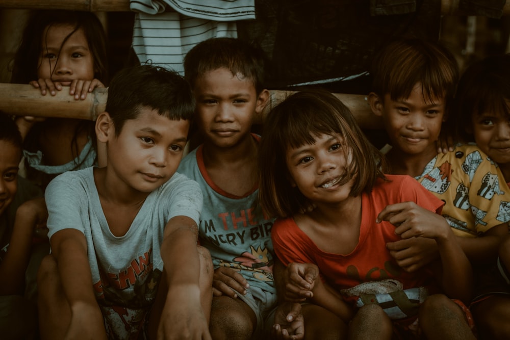 a group of children sitting together