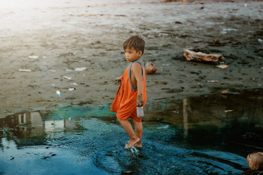 a child standing in water