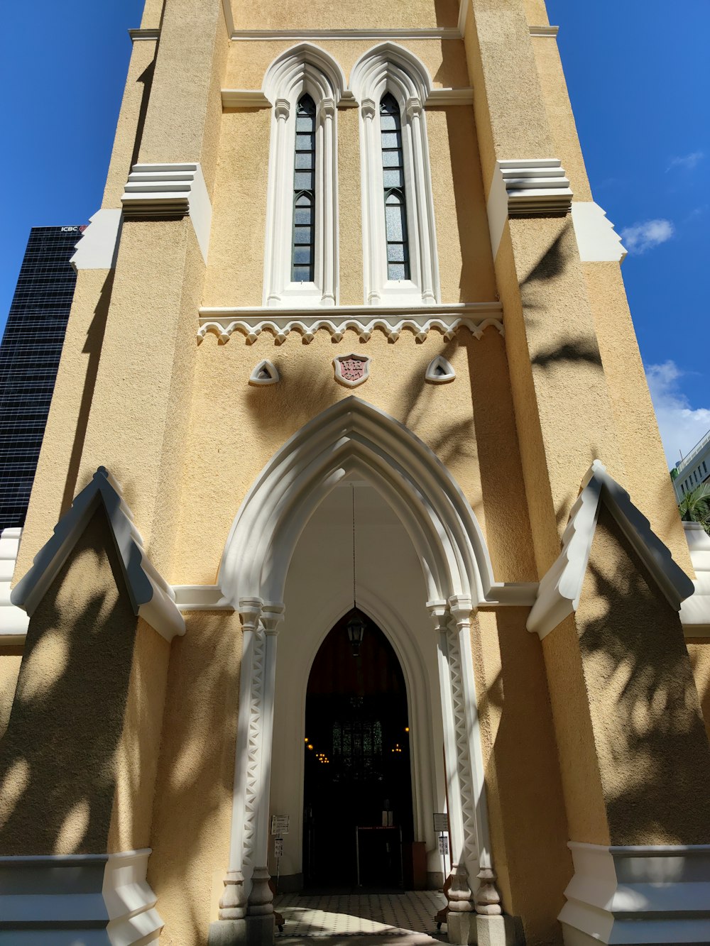 a building with a large arched doorway