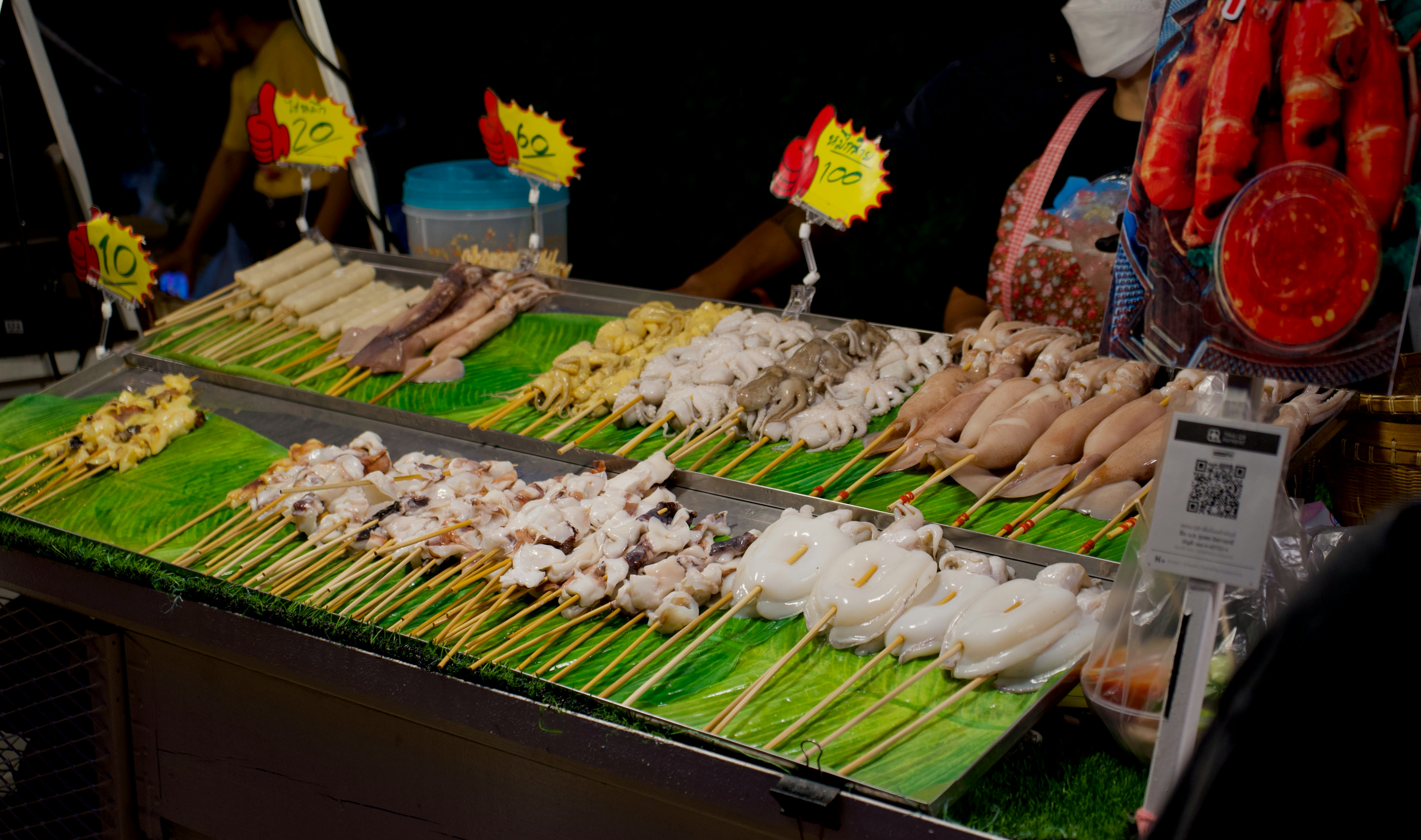 a table full of food, Sea food street food Pattaya