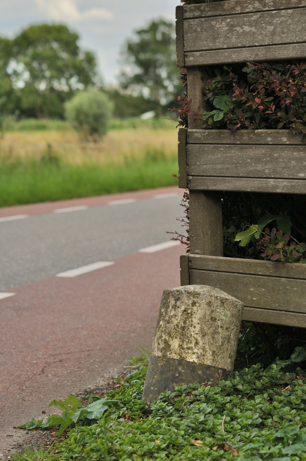 a row of wooden benches