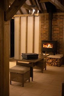 a fireplace in a room