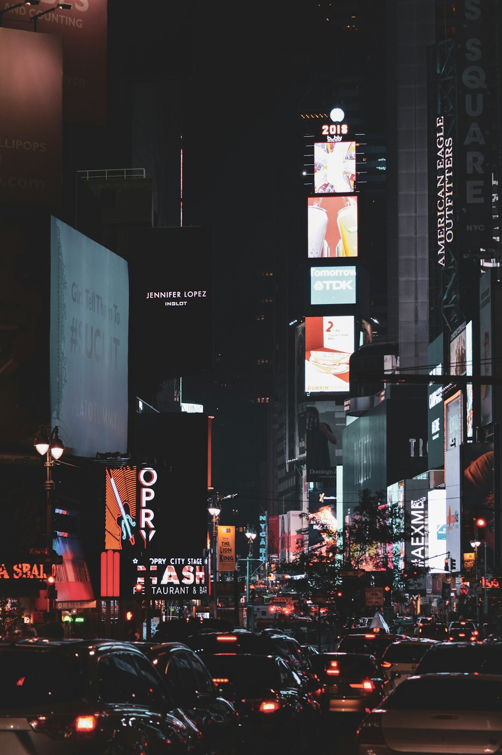 a city street at night