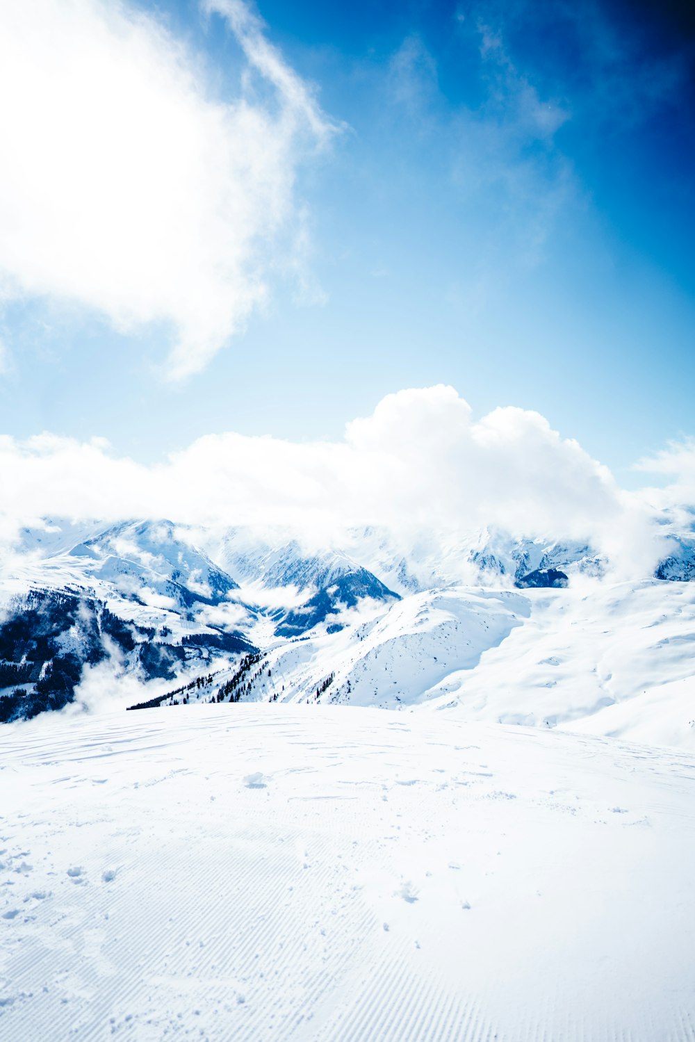 a close up of a snow covered slope